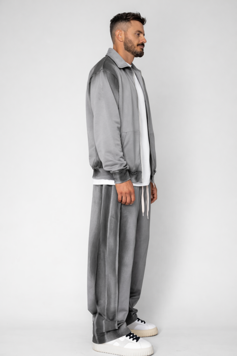 Set Jacheta cu fermoar si pantalon cu cusaturi exterioare Grey Prespalat [3]
