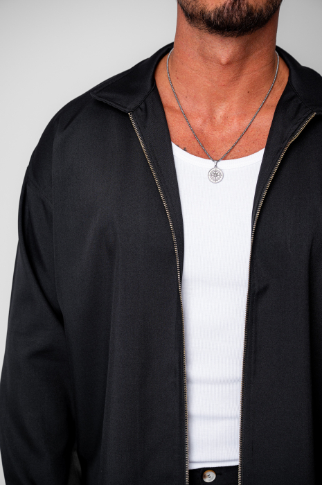 Black Zippered Jacket and Long Trousers Set - Copie [6]