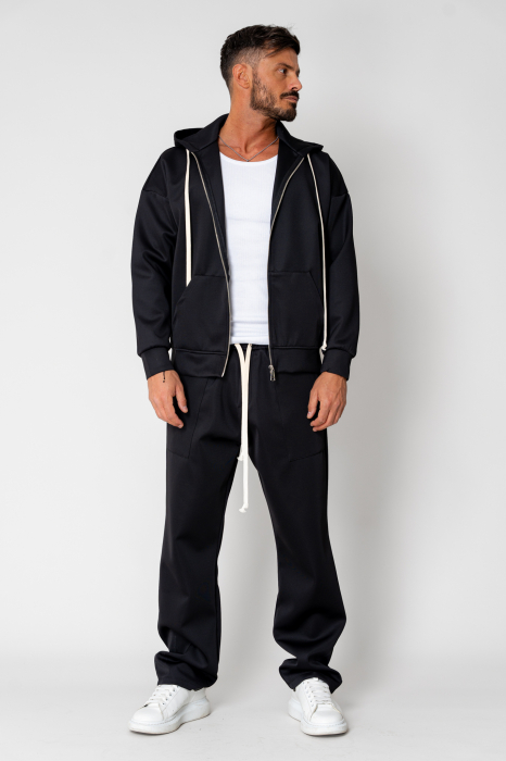Jacket with zipper and Black long pants set [2]