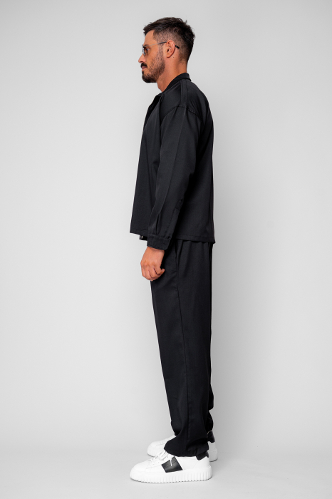 Black Zippered Jacket and Long Trousers Set - Copie [4]