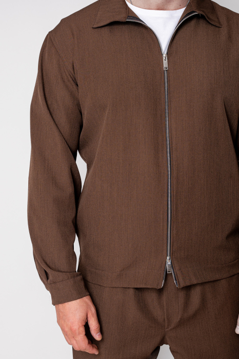 Set Caruso v2 Jacheta cu fermoar si pantalon lung drept Premium Brown [6]
