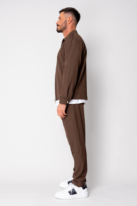 Set Caruso v2 Jacheta cu fermoar si pantalon lung drept Premium Brown [2]