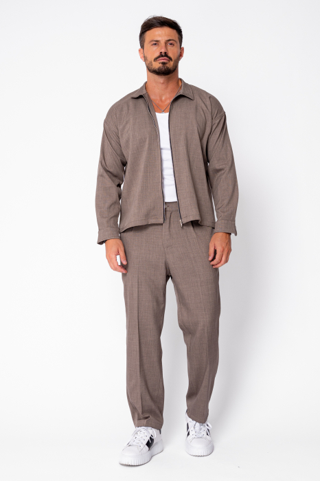 Set Zippered Jacket and Long Trousers Brown [2]