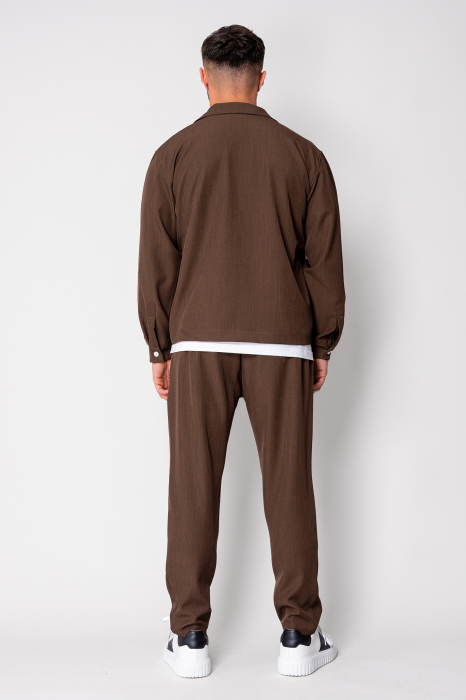 Set Caruso v2 Jacheta cu fermoar si pantalon lung drept Premium Brown [3]