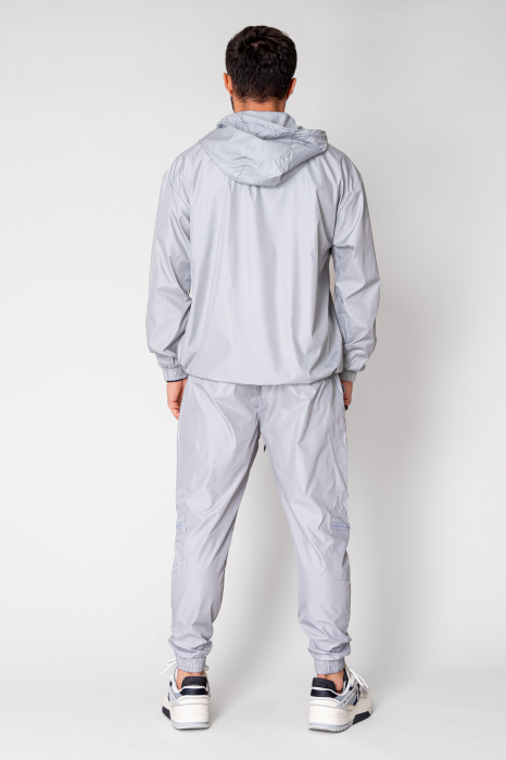 Set Windbreaker Jacket with zipper and long pants in gray fass [3]