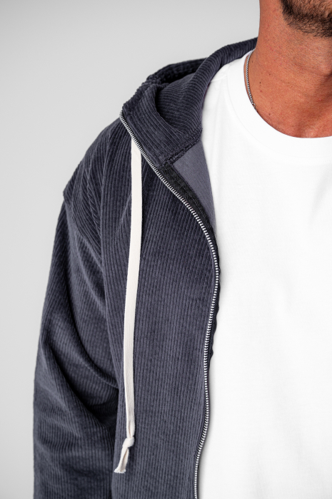 Set Hanorac cu fermoar si Pantalon Lung din reiat Corduroy Grey Anthracite [5]