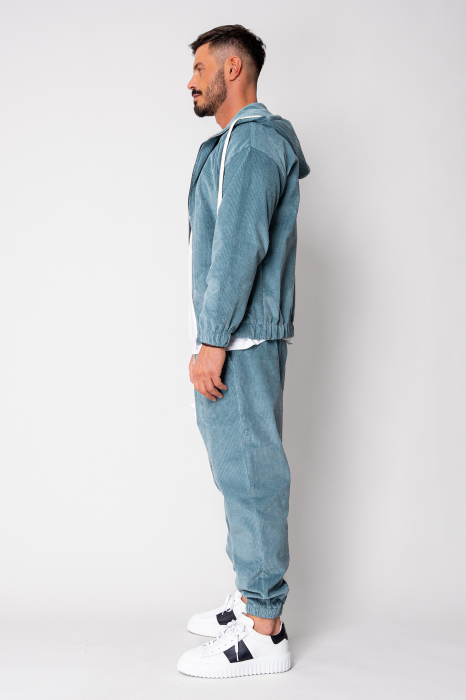 Storm Blue Zippered Jacket and Ribbed Long Pants Set [3]