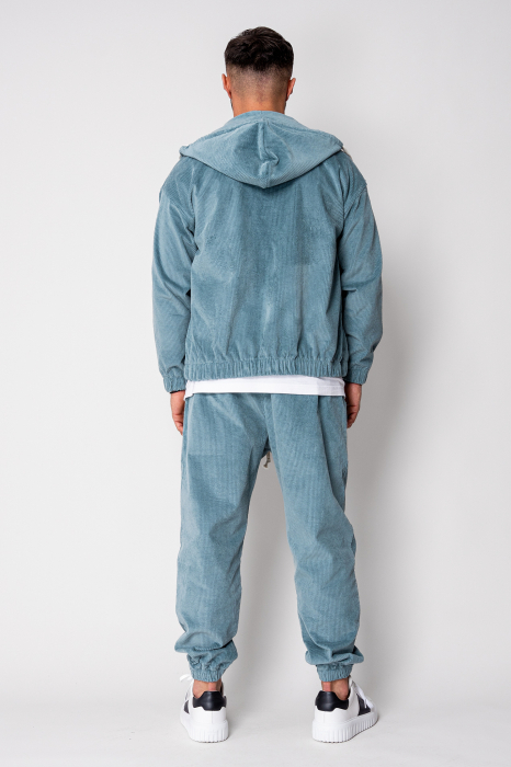 Storm Blue Zippered Jacket and Ribbed Long Pants Set [4]