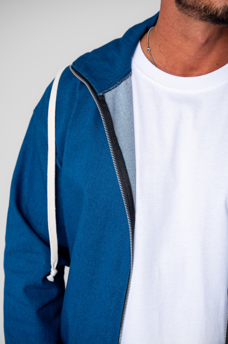 Set Camden din denim elastic Hanorac si Pantalon Lung drept Premium Dark Blue [6]