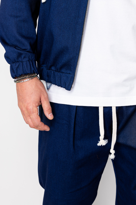 Set Camden din denim elastic Hanorac si Pantalon Lung Premium Navy [5]