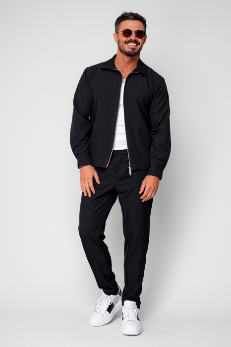Set Caruso v2 Jacheta cu fermoar si pantalon lung drept Premium Black [4]