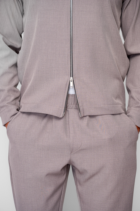 Set Caruso v2 Jacheta cu fermoar si pantalon lung drept Premium Taupe [7]