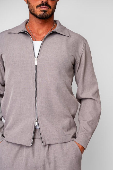 Set Caruso v2 Jacheta cu fermoar si pantalon lung drept Premium Taupe [6]