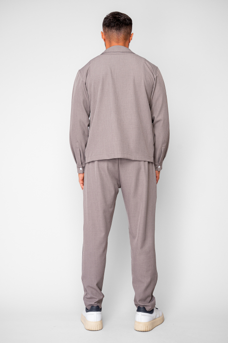 Set Caruso v2 Jacheta cu fermoar si pantalon lung drept Premium Taupe [4]