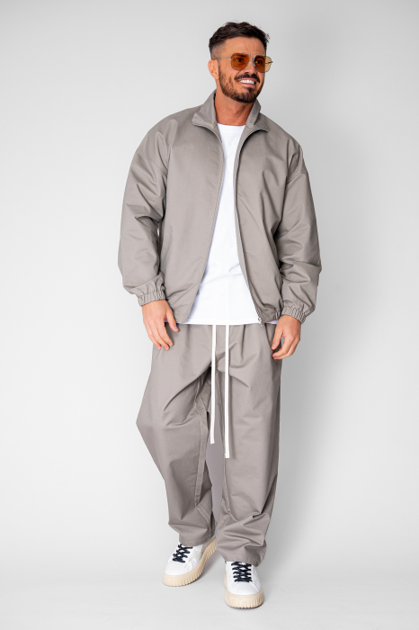 Set Jacheta cu fermoar si pantalon lung drept Taupe [2]