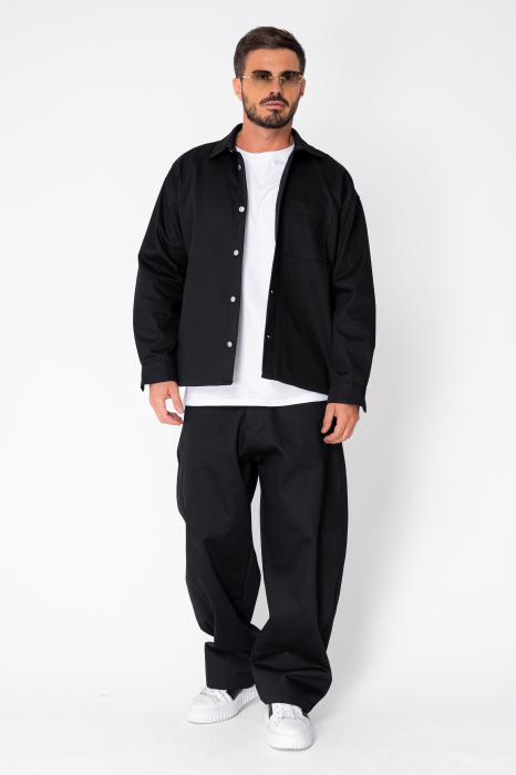 Set Jacheta cu nasturi si pantaloni din denim Black [2]