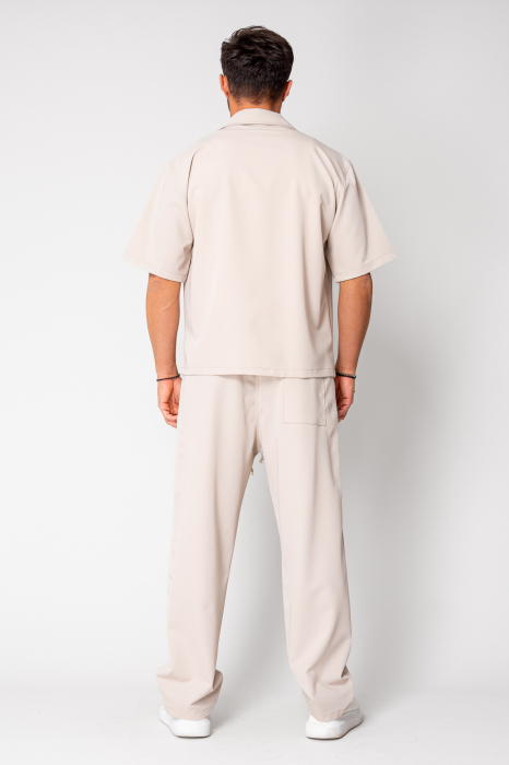 Set Jacheta maneca scurta cu fermoar si pantalon lung Beige [4]