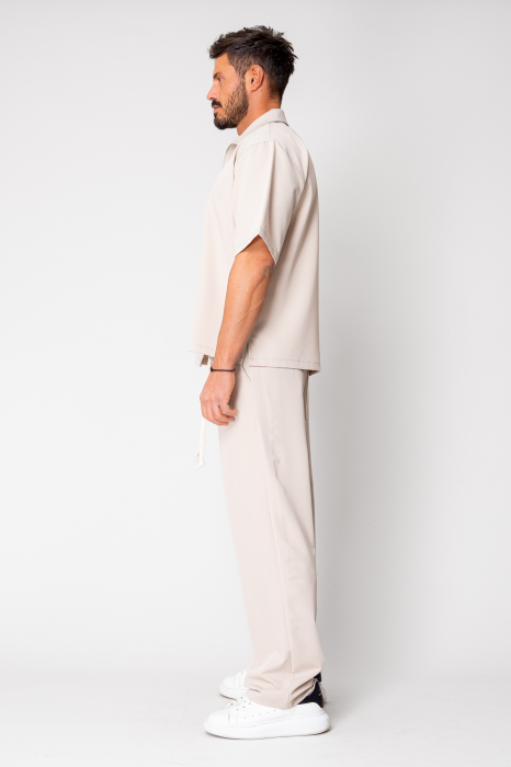 Set Jacheta maneca scurta cu fermoar si pantalon lung Beige [3]
