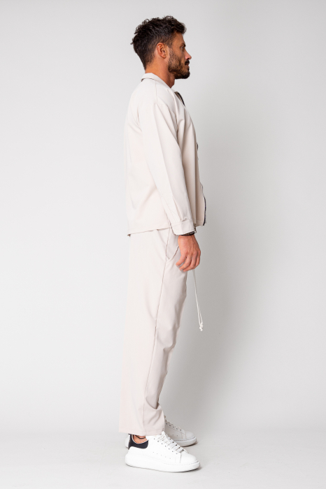 Set Jacheta oversized cu fermoar si Pantalon lung Beige [3]