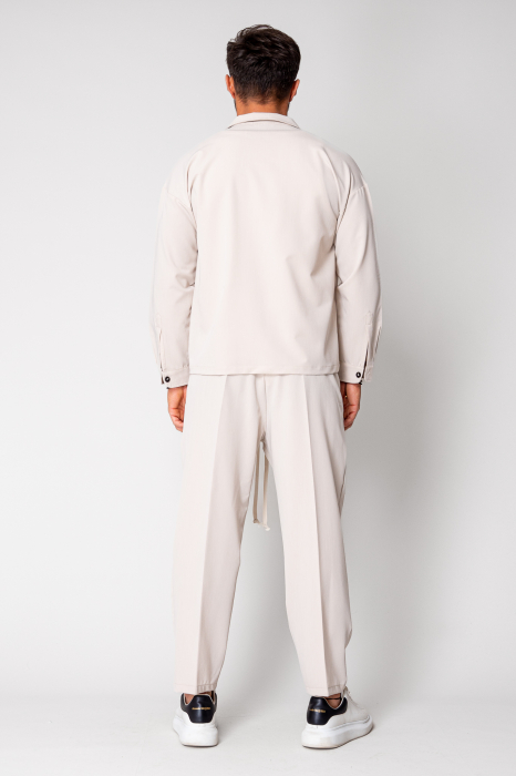Set Jacheta oversized cu fermoar si Pantalon lung Beige [4]