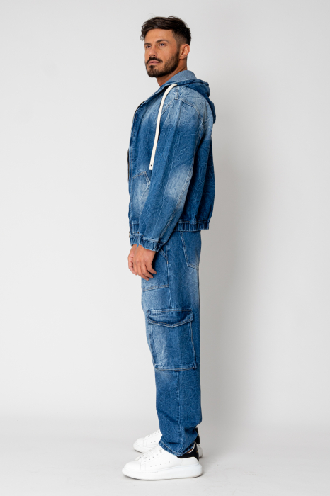 Blue Denim Jacket and Long Pants Set [3]