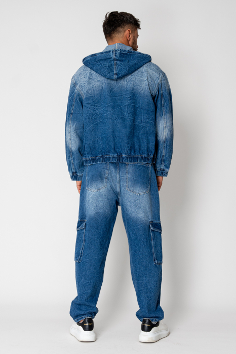 Blue Denim Jacket and Long Pants Set [4]