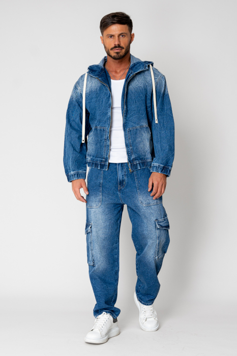 Blue Denim Jacket and Long Pants Set [2]