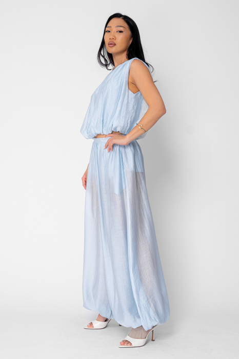 Jasmine top and long puffy pants set Light Blue [3]