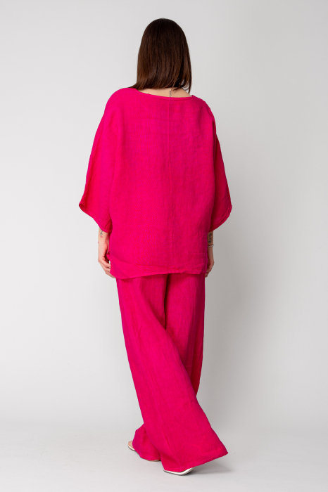 Set Kalie Blouse and long Pants100%  Linen Magenta [3]