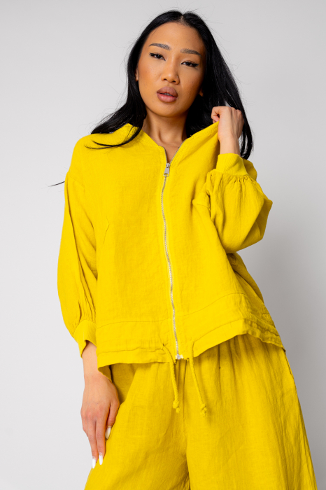 Set Bluza cu fermoar si Pantalon lung din 100% in Mustard [4]