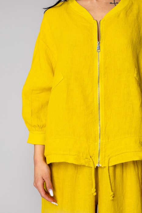 Set Bluza cu fermoar si Pantalon lung din 100% in Mustard [5]