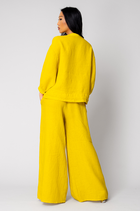 Set Bluza cu fermoar si Pantalon lung din 100% in Mustard [3]