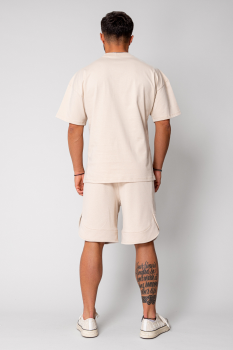 Set Kobe II tricou si pantalon scurt Oversized Light Beige [4]
