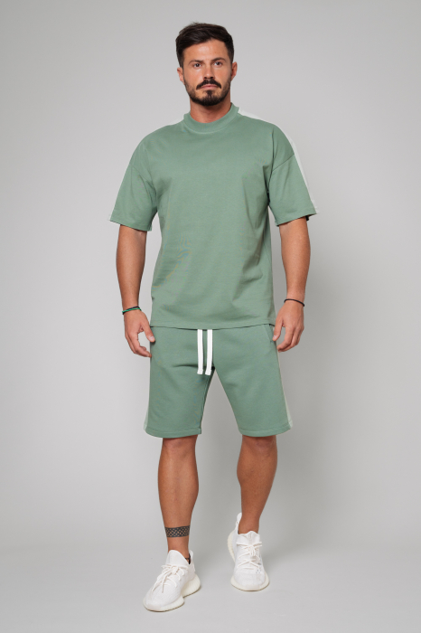 Set LeClub Duo tricou oversized si pantalon scurt Dark Olive [2]