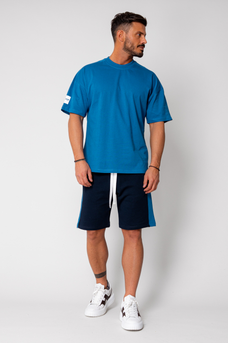Set LeClub T-Shirt oversized and short pants Duo Peacock Blue [2]