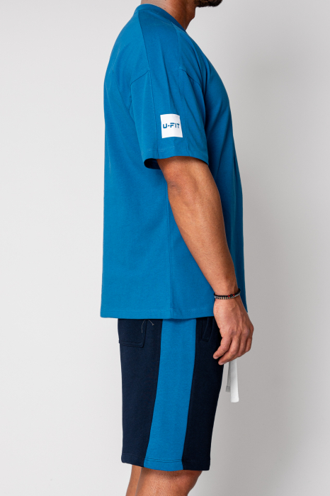 Set LeClub T-Shirt oversized and short pants Duo Peacock Blue [5]