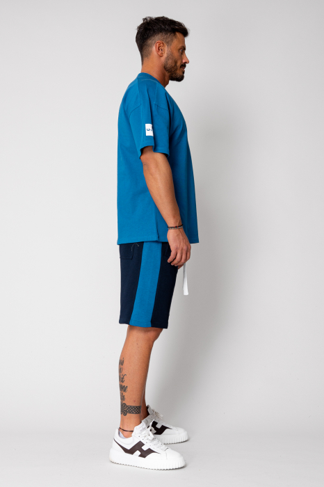Set LeClub T-Shirt oversized and short pants Duo Peacock Blue [3]