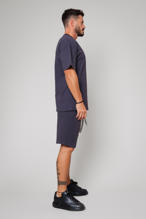 Set LeClub tricou oversized si pantalon scurt Grey Anthracite [3]