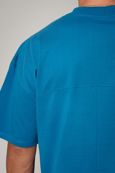 Set LeClub tricou oversized si pantalon scurt Peacock Blue [4]