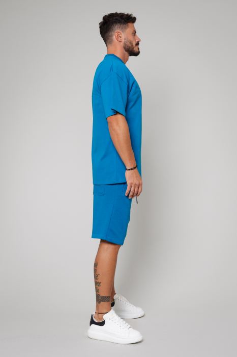 Set LeClub tricou oversized si pantalon scurt Peacock Blue [2]