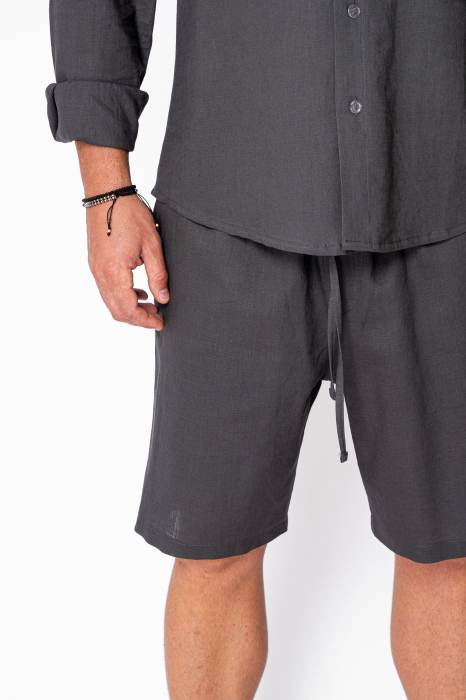 Set Lino from 100% Linen shirt and short pants Premium Edition Grey Anthracite [5]