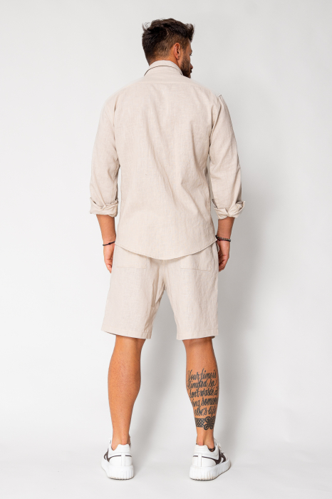 Set Lino from 100% Linen shirt and short pants Light Beige [4]