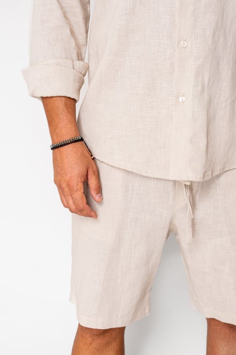 Set Lino from 100% Linen shirt and short pants Light Beige [5]