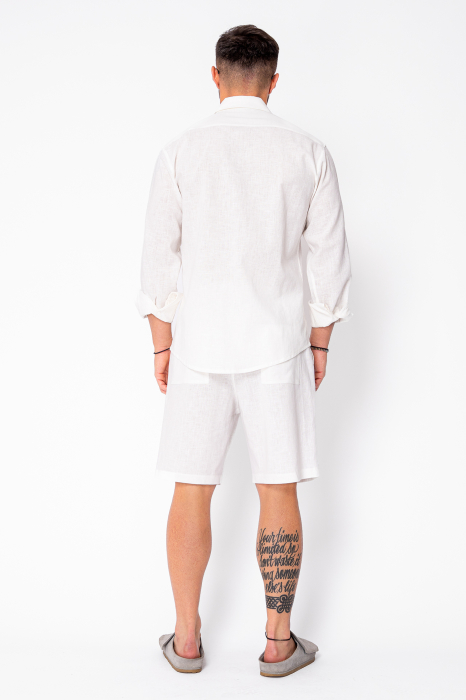 Set Lino 100% In camasa si pantalon scurt Premium Edition Off White [4]