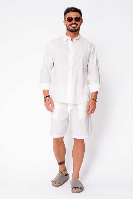 Set Lino 100% In camasa si pantalon scurt Premium Edition Off White [2]