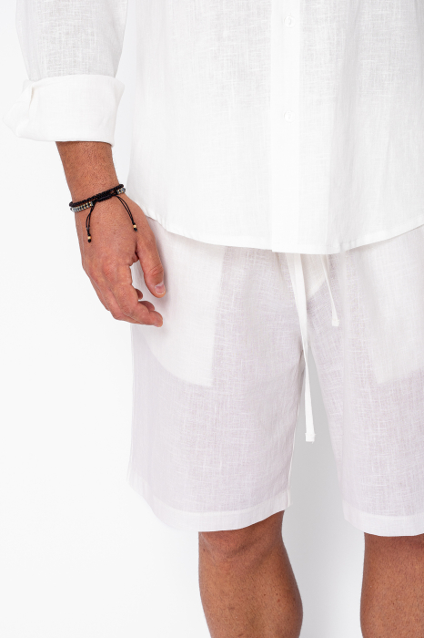 Set Lino 100% In camasa si pantalon scurt Premium Edition Off White [5]