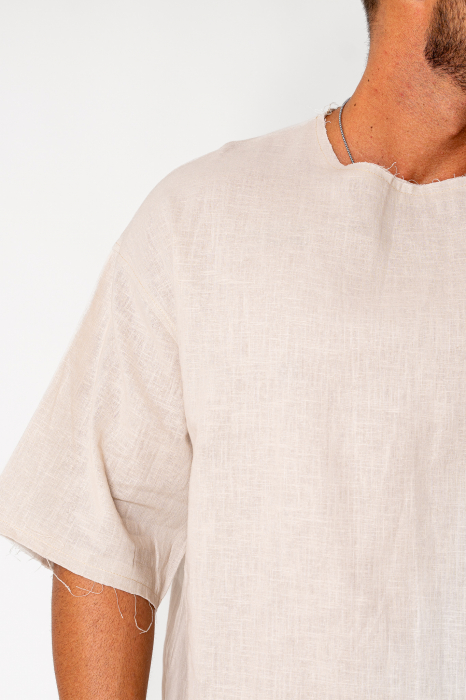 Set Lino 100% Linen t-shirt and short pants Light Beige [5]