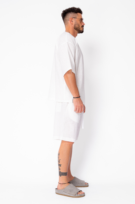 Set Lino 100% In Tricou si pantalon scurt Off White Premium Edition New [3]