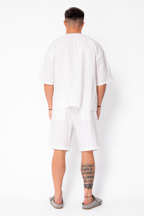Set Lino 100% In Tricou si pantalon scurt Off White Premium Edition New [4]