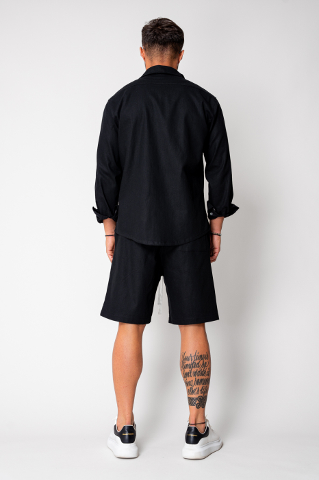 Set Lino shirt and short pants Black New [4]